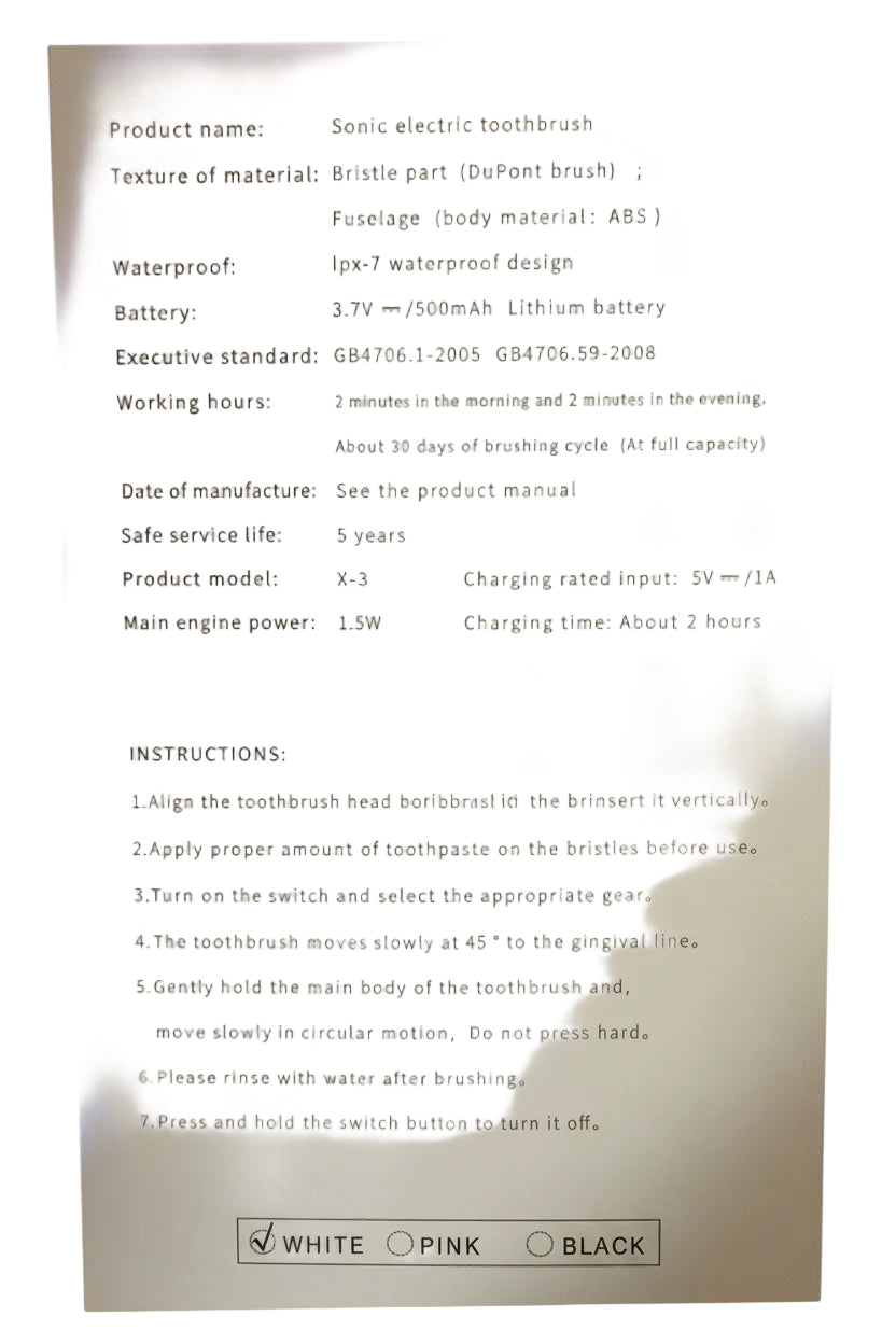 x-3 Sonic electric toothbrush